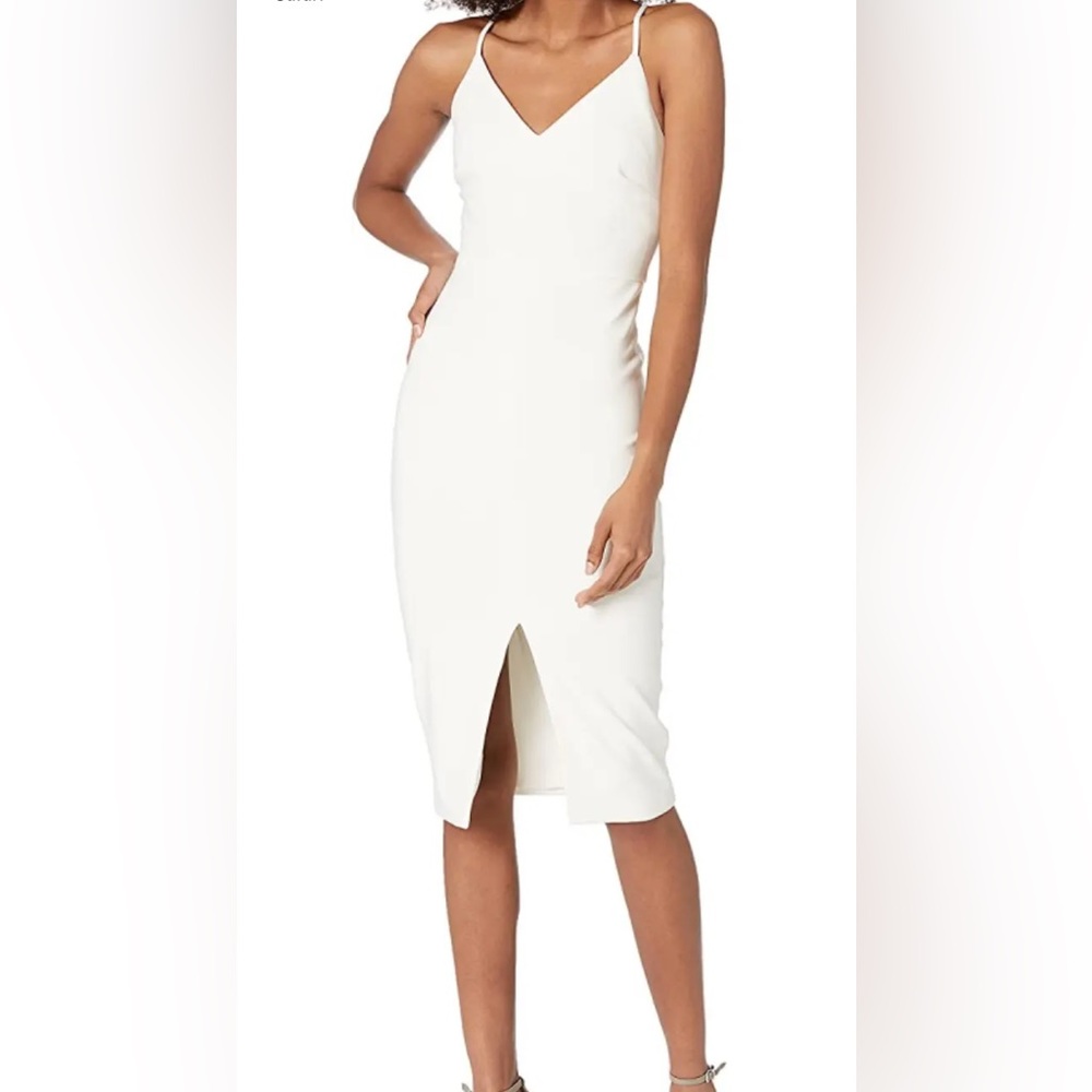 LIKELY Brooklyn Midi front spilt white dress size 2